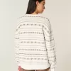 Oversized Heart Pattern Crew Sweater