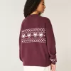 Oversized Heart Pattern Crew Sweater
