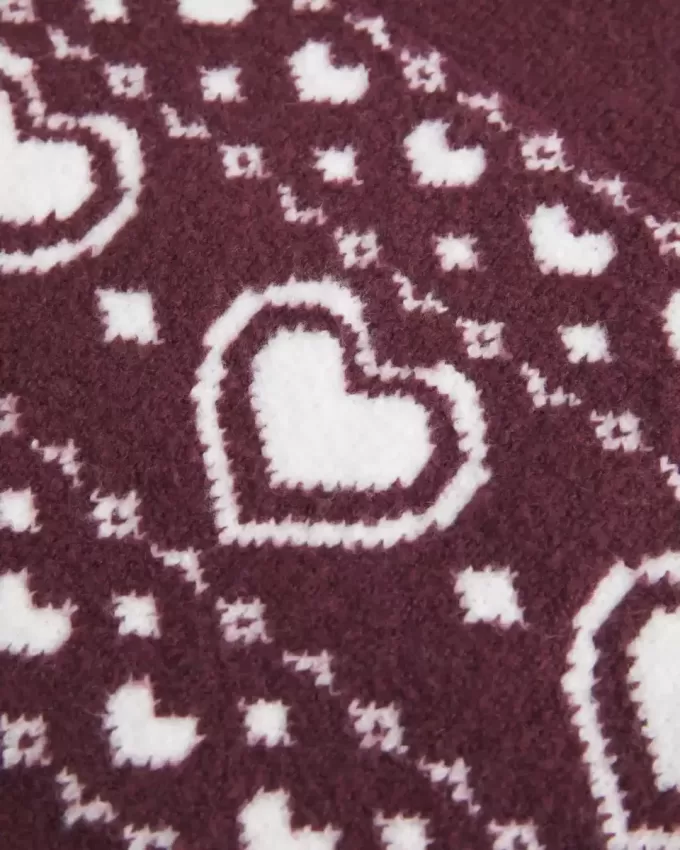 Oversized Heart Pattern Crew Sweater