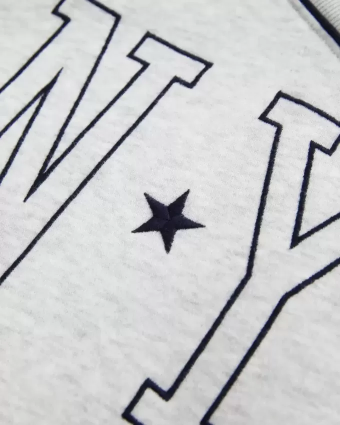 Oversized NYC Graphic V-Neck Sweatshirt