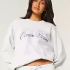 Oversized Ocean Beach Graphic Crew Sweatshirt