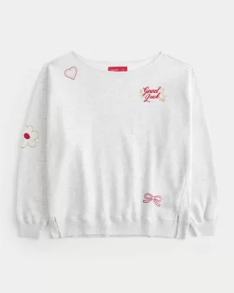 Oversized Off-the-Shoulder Lunar New Year Graphic Sweatshirt