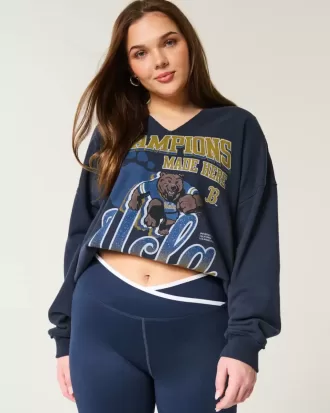 Oversized UCLA Graphic Notch-Neck Sweatshirt