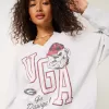 Oversized UGA Dawgs Graphic Notch-Neck Sweatshirt