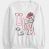 Oversized UGA Dawgs Graphic Notch-Neck Sweatshirt