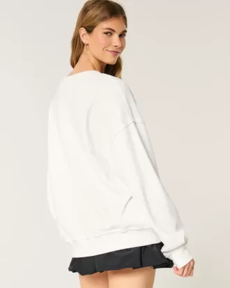 Oversized University of Texas Graphic Notch-Neck Sweatshirt