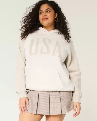 Oversized USA Graphic Hoodie