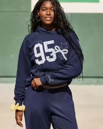 Oversized Varsity Graphic Hoodie