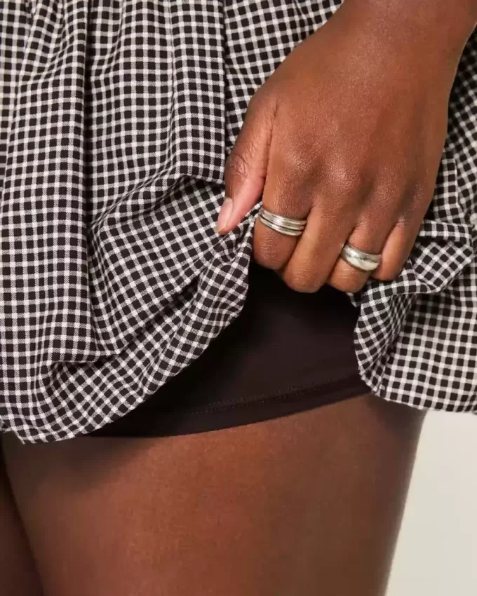 Plaid Bubble Mini Skirt