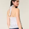 Pleated Open-Back Halter Top
