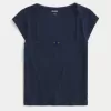 Pointelle Square-Neck Top