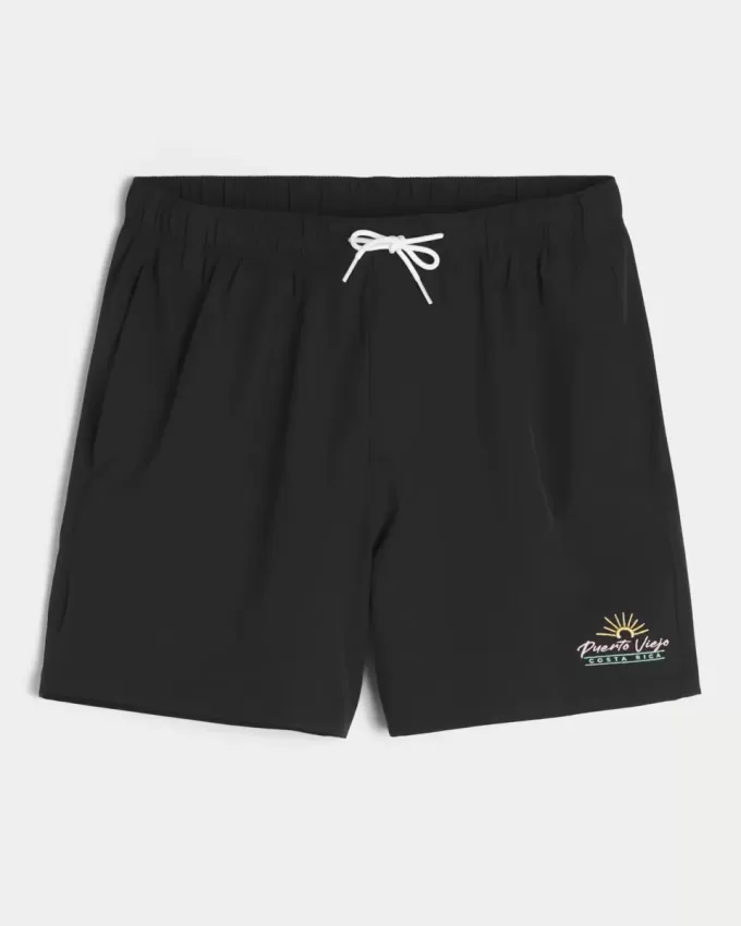 Puerto Viejo Graphic Mid-Thigh Volley Swim Trunks
