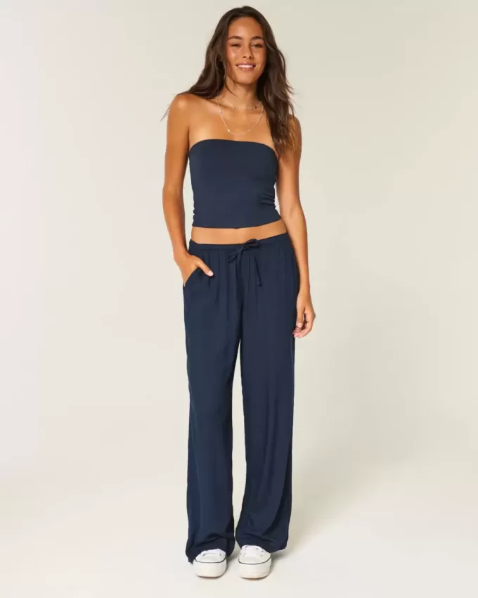 Pull-On Slub Pants