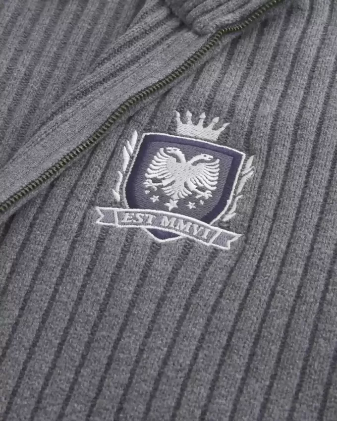 Relaxed Graphic Zip-Up Sweater