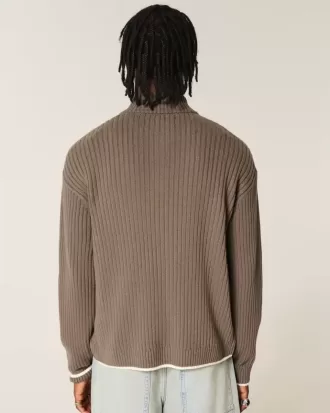 Relaxed Number Graphic Zip-Up Sweater