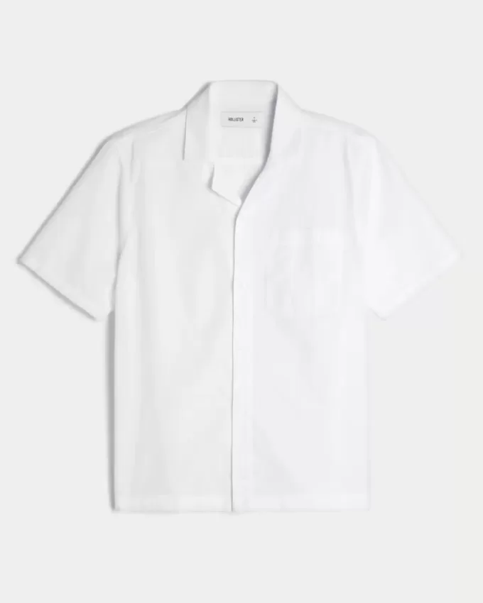 Relaxed Short-Sleeve Button-Through Shirt