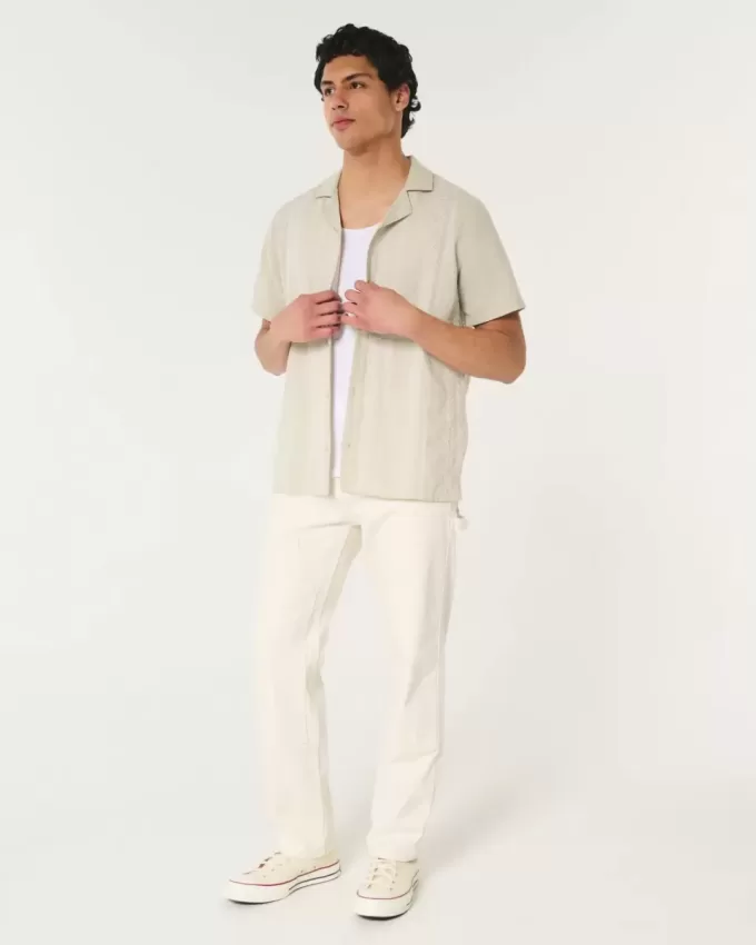 Relaxed Short-Sleeve Embroidered Pattern Shirt