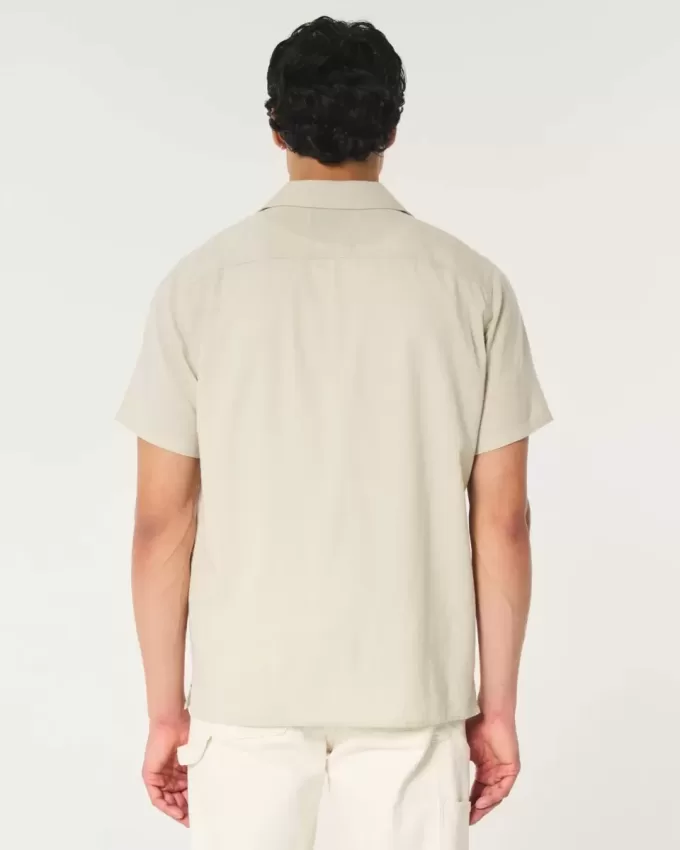 Relaxed Short-Sleeve Embroidered Pattern Shirt