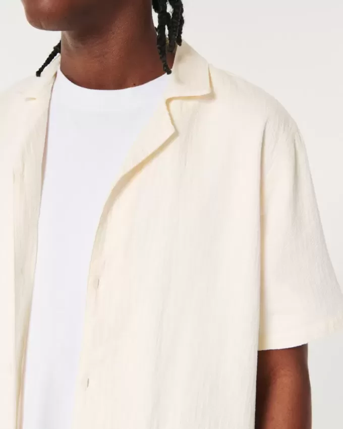 Relaxed Textured Short-Sleeve Shirt