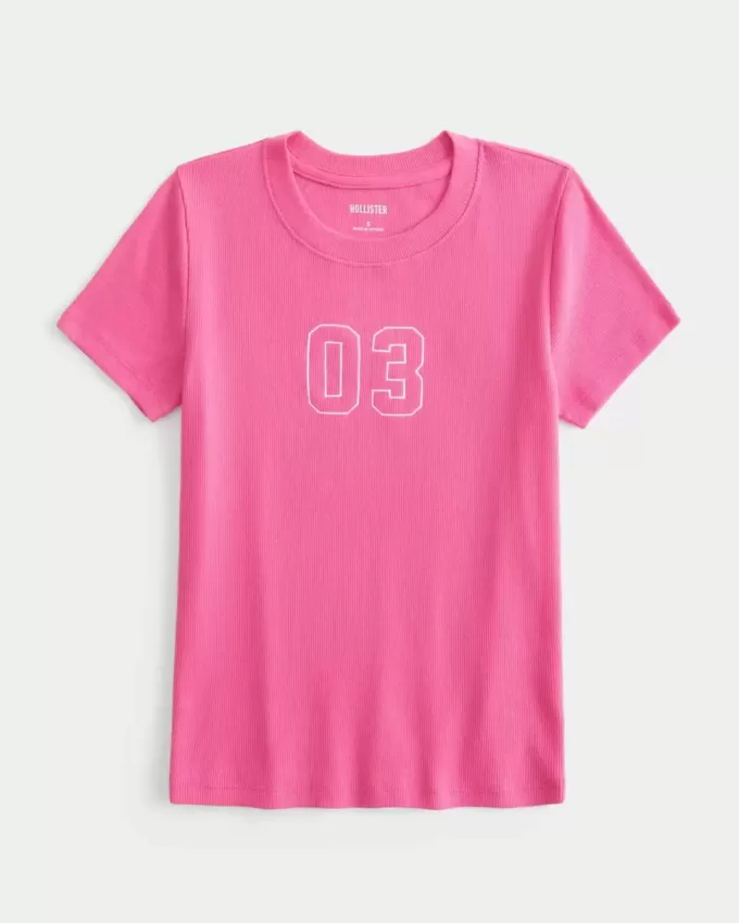 Ribbed Number Graphic Baby Tee