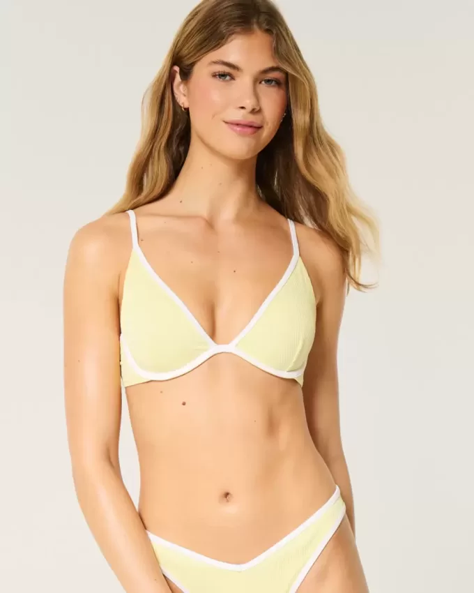 Ribbed Plunge Underwire Bikini Top