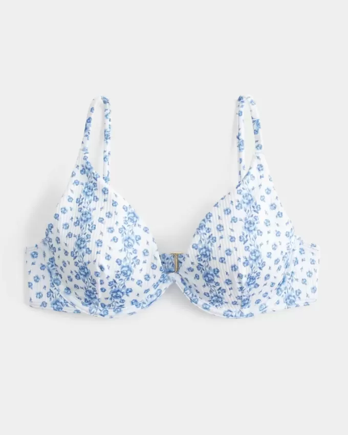 Ribbed Plunge Underwire Bikini Top