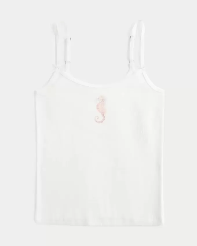 Ribbed Seahorse Graphic Cami