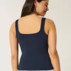 Ribbed Seamless Fabric Square-Neck Tank