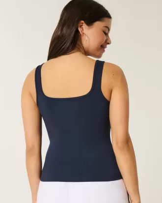Ribbed Seamless Fabric Square-Neck Tank