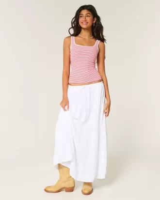 Ribbed Seamless Fabric Square-Neck Tank