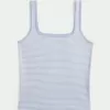 Ribbed Seamless Fabric Square-Neck Tank
