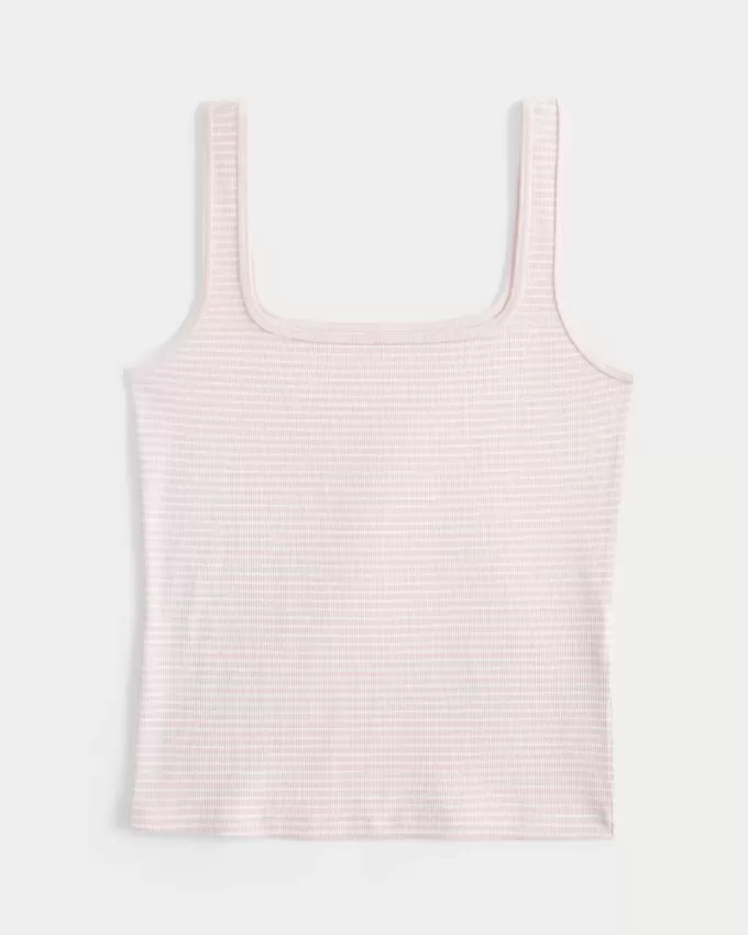 Ribbed Seamless Fabric Square-Neck Tank