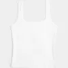 Ribbed Seamless Fabric Square-Neck Tank
