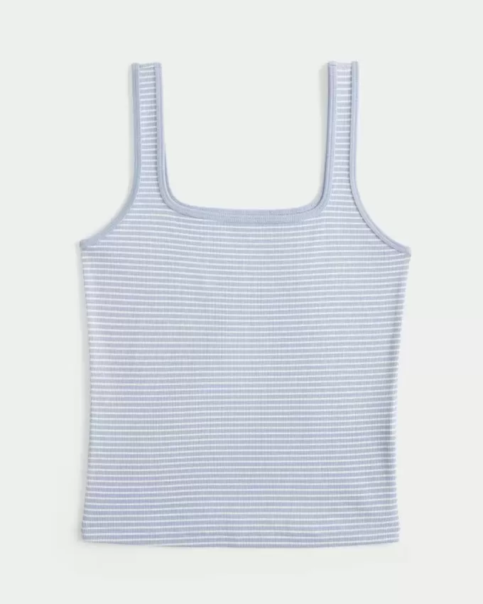 Ribbed Seamless Fabric Square-Neck Tank