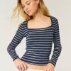 Ribbed Seamless Fabric Square-Neck Top