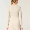 Ribbed Skater Mini Sweater Dress