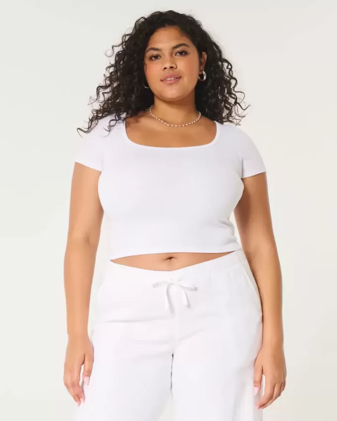 Ribbed Square-Neck Baby Tee