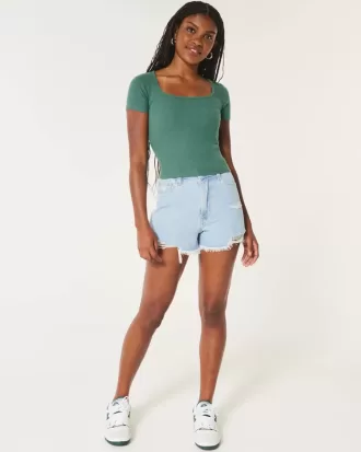 Ribbed Square-Neck Baby Tee