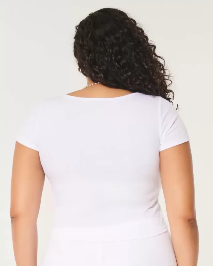 Ribbed Square-Neck Baby Tee