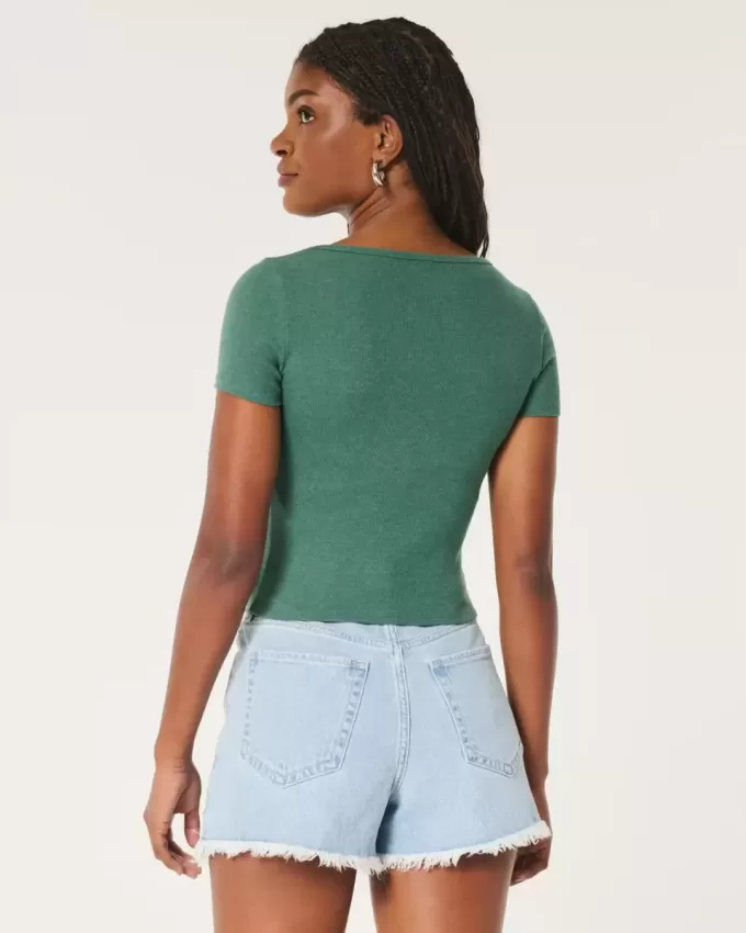 Ribbed Square-Neck Baby Tee