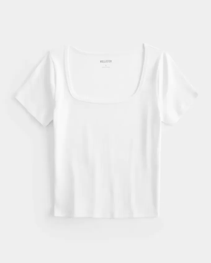 Ribbed Square-Neck Baby Tee