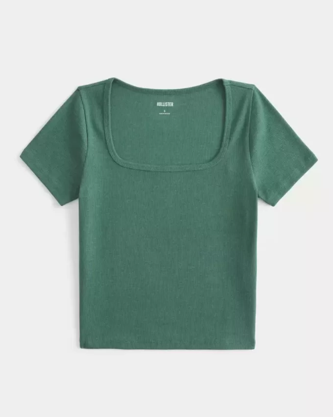 Ribbed Square-Neck Baby Tee