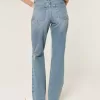 Ripped Medium Wash High-Rise Straight Jeans