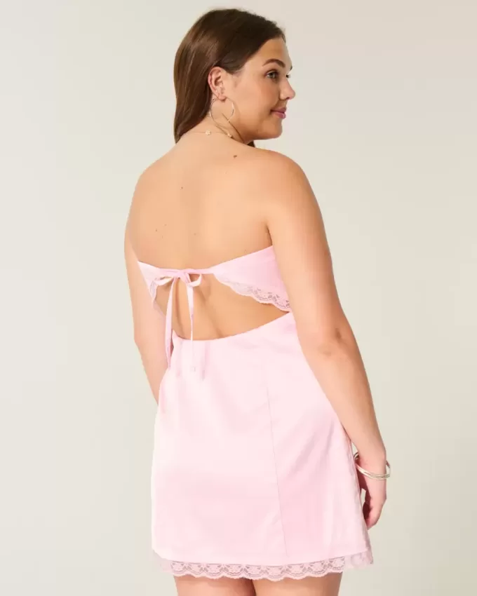 Satin Strapless Bow Bodycon Dress