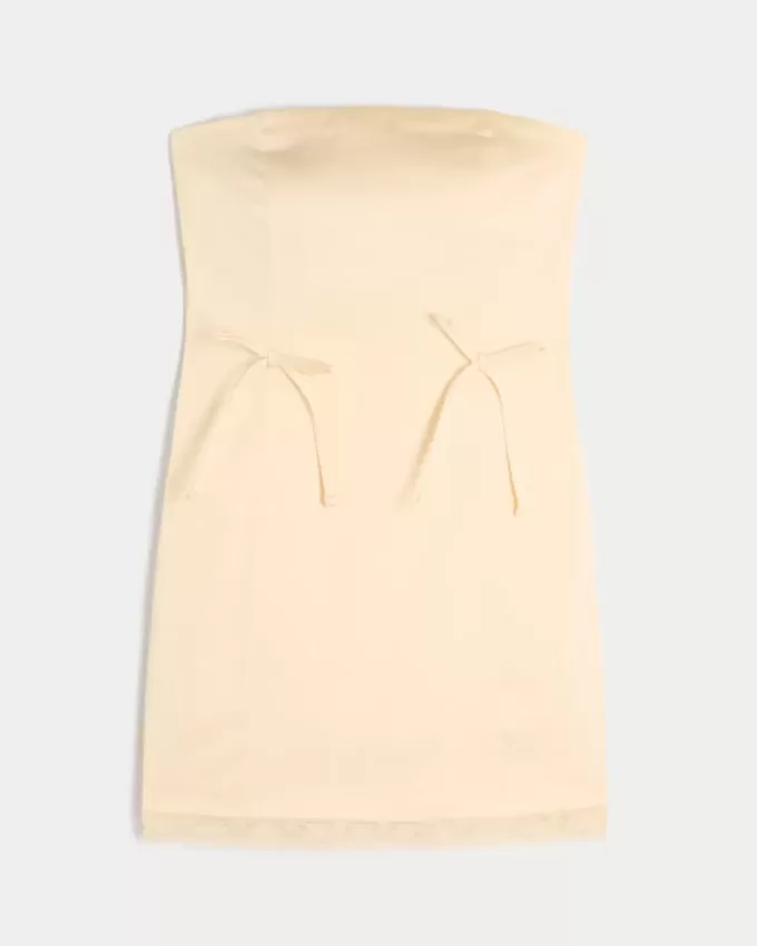 Satin Strapless Bow Bodycon Dress