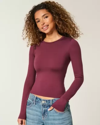 Seamless Fabric Long-Sleeve Crew Top