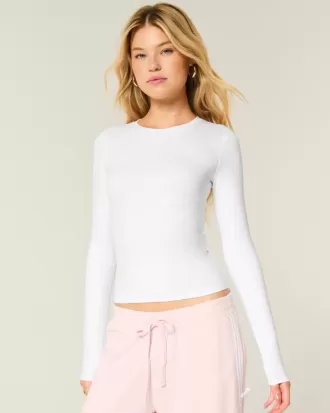 Seamless Fabric Long-Sleeve Crew Top