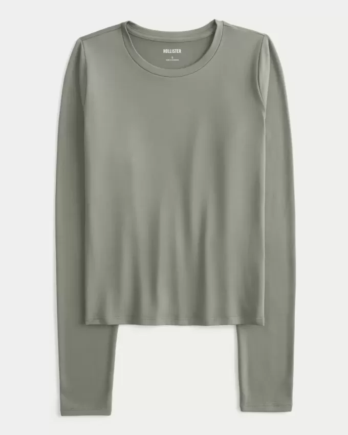 Seamless Fabric Long-Sleeve Crew Top