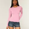 Seamless Fabric Long-Sleeve Crew Top