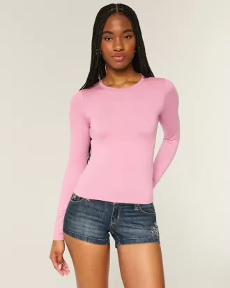 Seamless Fabric Long-Sleeve Crew Top